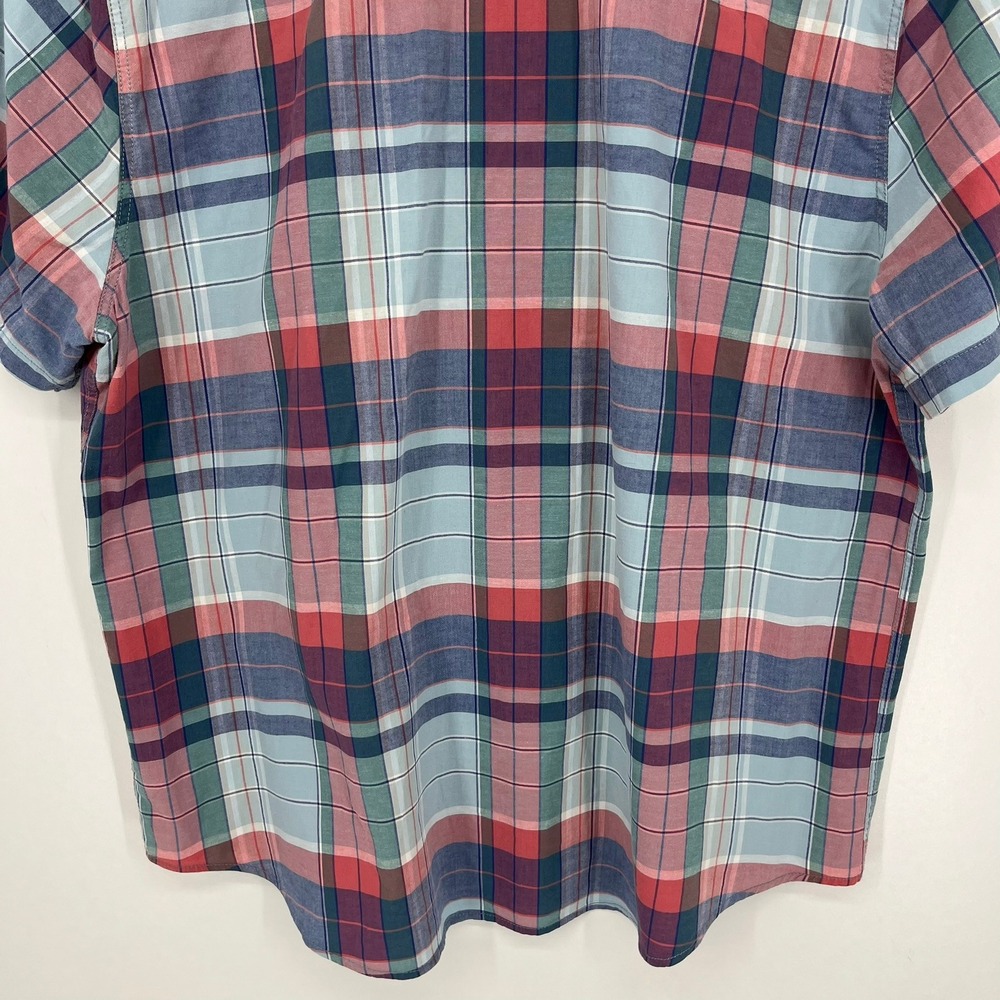 Lucky Brand Mens XL Slim Fit Short Sleeve Western Pearl Snap Plaid Shirt Red - Picture 11 of 12